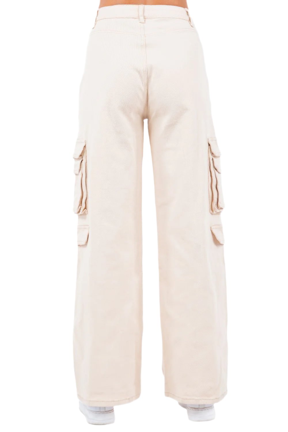 Women's High Waist Straight Cargo Pants - Ivory