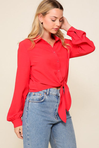 Brooklyn Button Down Self Tie Top