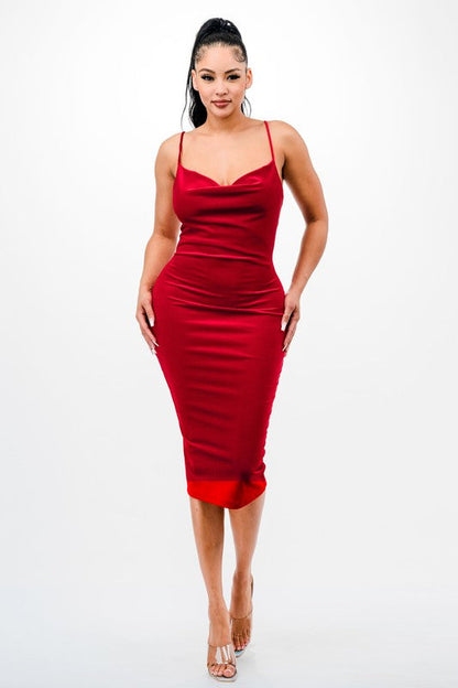 Velvet Open Back Midi Dress Black / M Velvet Open Back Midi Dress Black / M