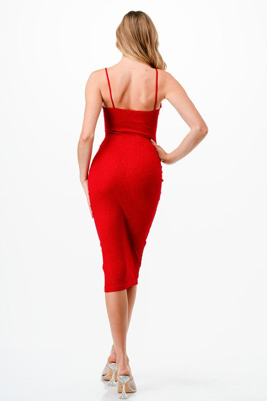 Ruched Glitter Midi Dress Like Blush Ruched Glitter Midi Dress Like Blush