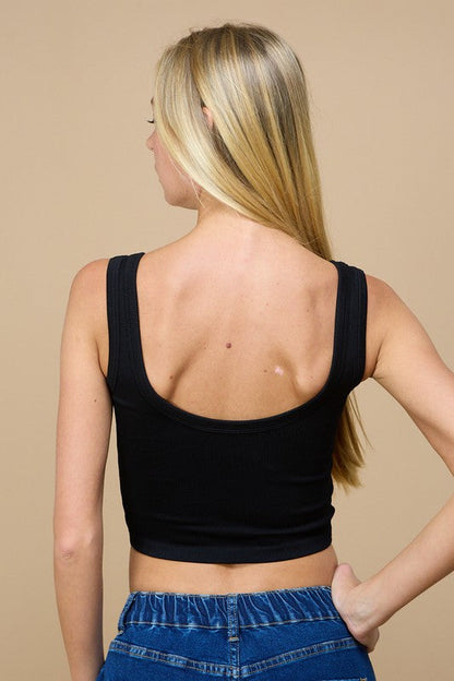 Open Back Scoop Neck Sleeveless Tank Top