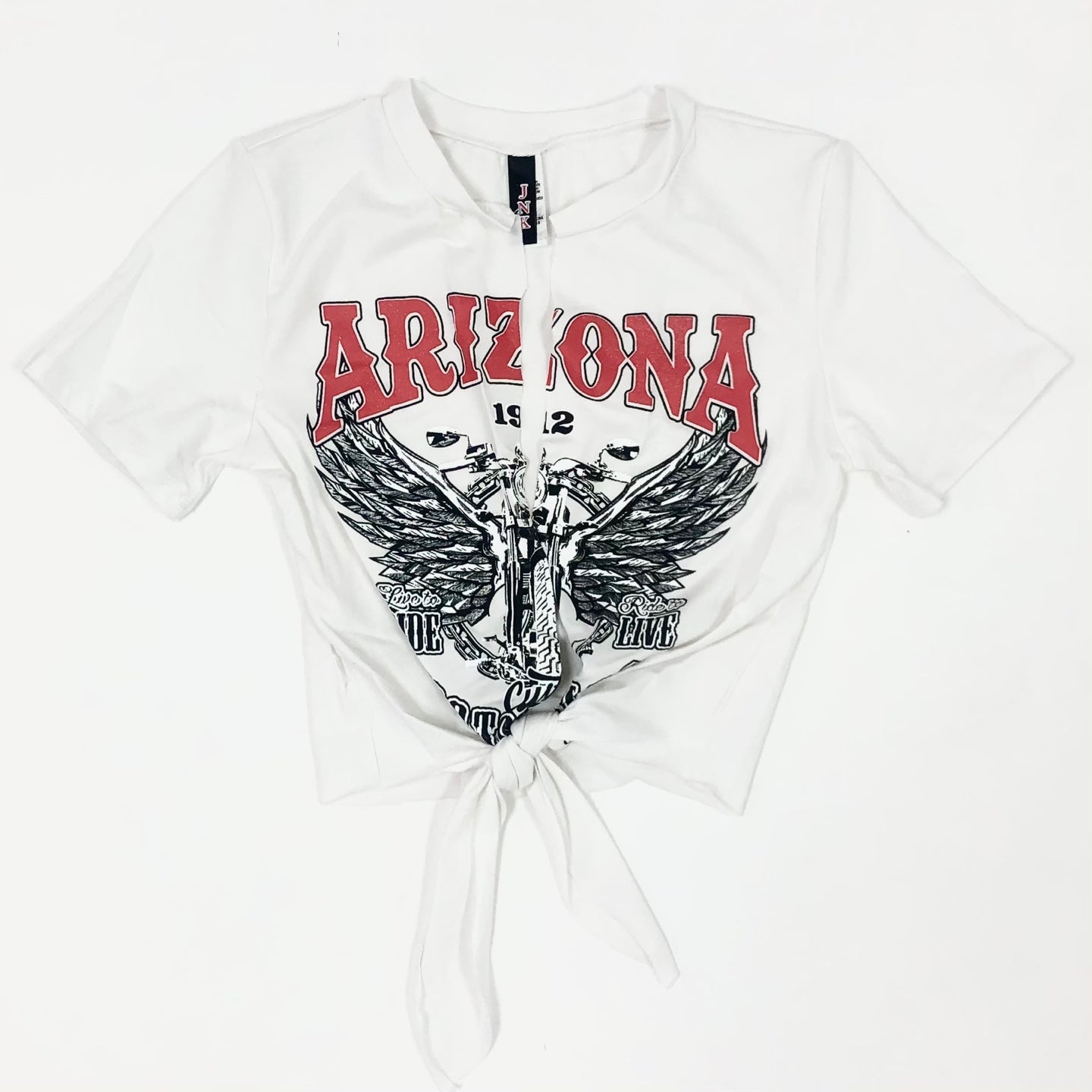 Women's Arizona Tie Front Graphic Crop Shirt